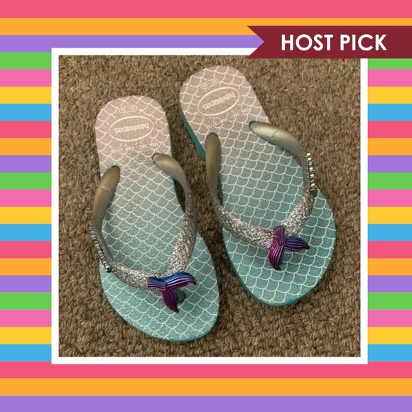 Havaianas Slim Glitter Mermaid Flip Flops (Fits like 8) - Picture 1 of 6